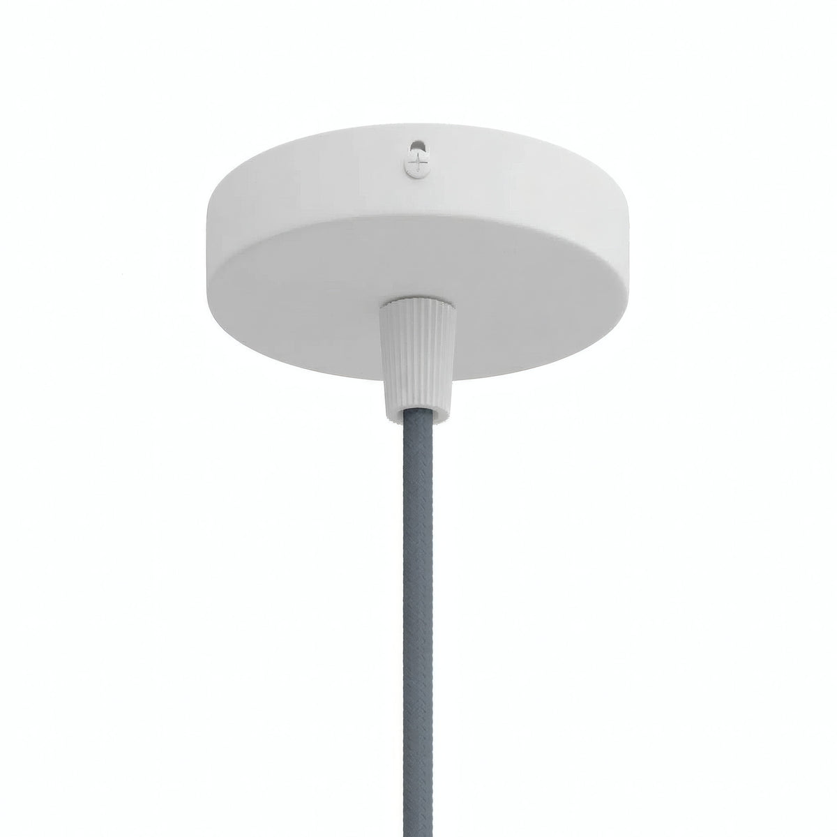 Mini rozeta cylindryczna z metalu, Ø 83 mm — 1 otwór centralny / Stożkowy termoplastyczny / Biały matowy