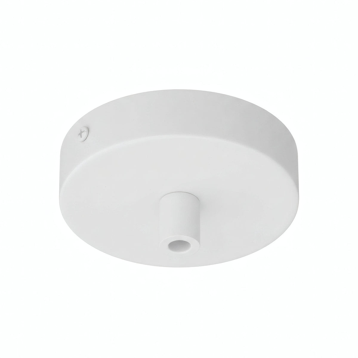 Mini rozeta cylindryczna z metalu, Ø 83 mm — 1 otwór centralny / Cylindryczny metalowy / Biały matowy
