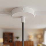 Mini rozeta cylindryczna z metalu, Ø 83 mm — 1 otwór centralny i 2 boczne / Stożkowy termoplastyczny / Biały matowy