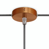 Mini rozeta cylindryczna z metalu, Ø 83 mm — 1 otwór centralny i 2 boczne / Stożkowy termoplastyczny / Miedź satynowa