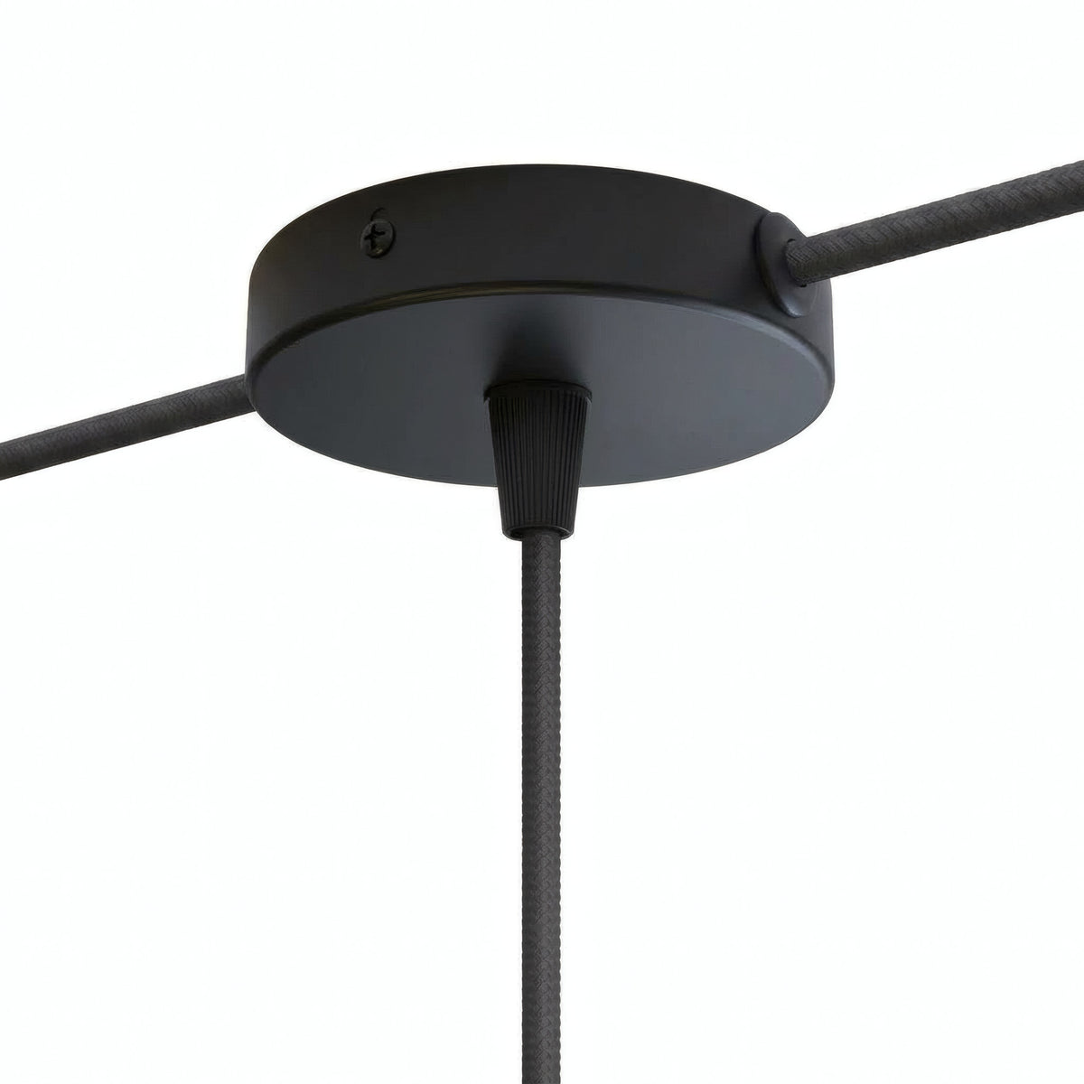 Mini rozeta cylindryczna z metalu, Ø 83 mm — 1 otwór centralny i 2 boczne / Stożkowy termoplastyczny / Czarny