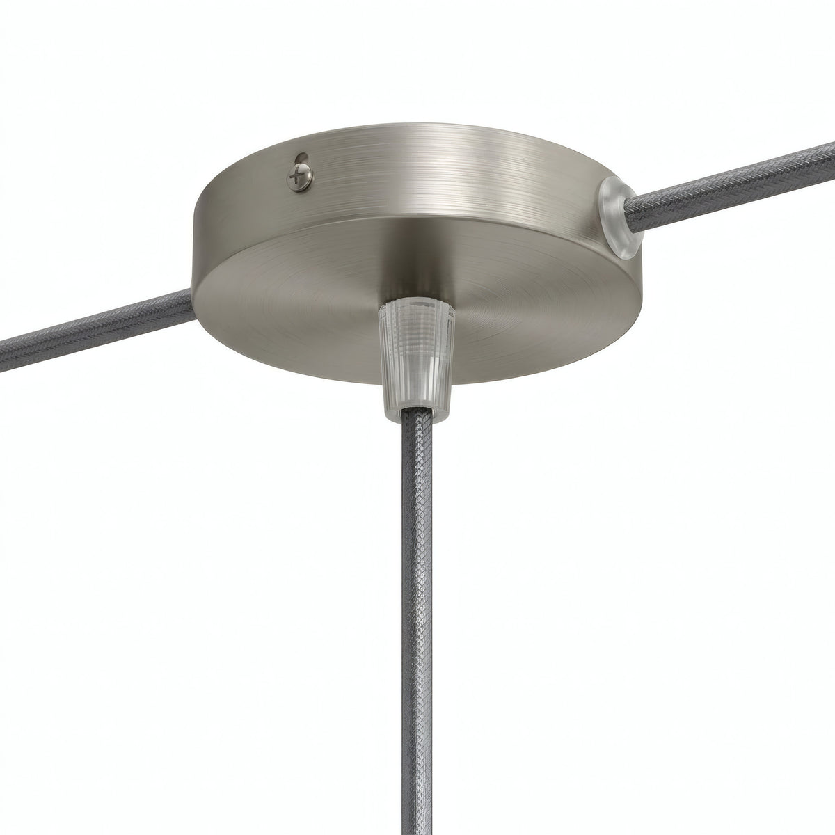Mini rozeta cylindryczna z metalu, Ø 83 mm — 1 otwór centralny i 2 boczne / Stożkowy termoplastyczny / Tytan satynowy