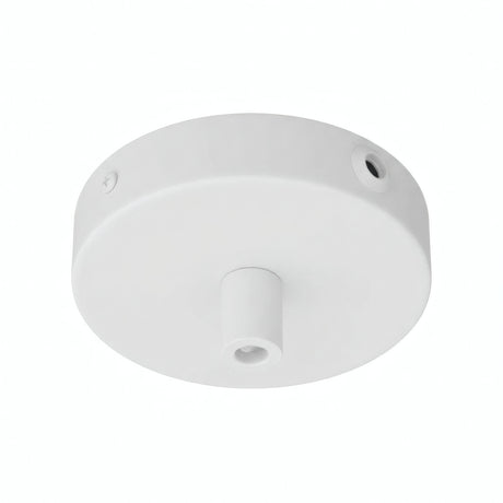 Mini rozeta cylindryczna z metalu, Ø 83 mm — 1 otwór centralny i 2 boczne / Cylindryczny metalowy / Biały matowy