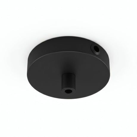Mini rozeta cylindryczna z metalu, Ø 83 mm — 1 otwór centralny i 2 boczne / Cylindryczny metalowy / Czarny