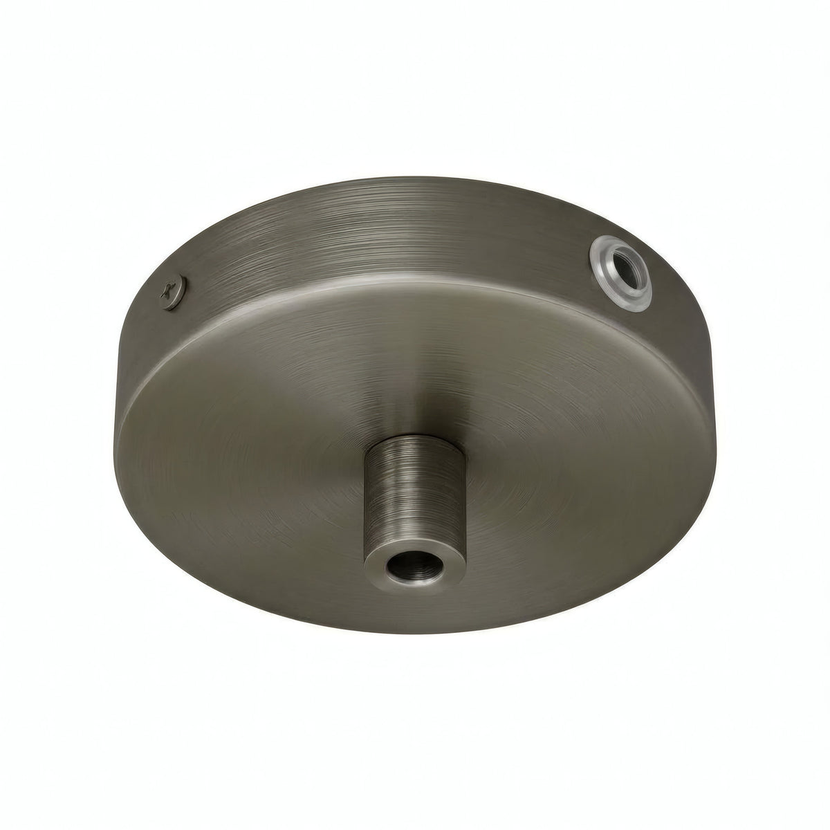Mini rozeta cylindryczna z metalu, Ø 83 mm — 1 otwór centralny i 2 boczne / Cylindryczny metalowy / Tytan satynowy
