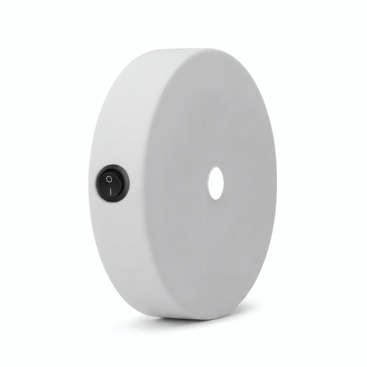 Mini rozeta cylindryczna z metalu z włącznikiem, Ø 83 mm — Biały matowy