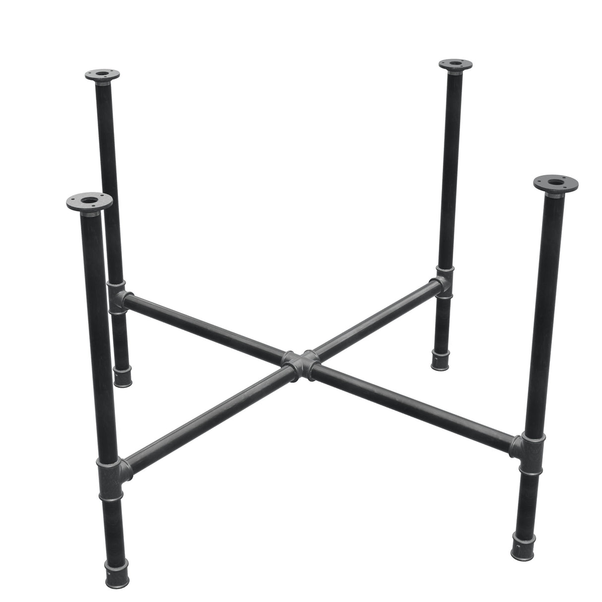 Podstawa stołu jadalnego, nogi krzyżakowe, żeliwo i stal Ø 34 mm, 116 × 116 cm, wysokość 75 cm