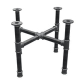 Podstawa stolika kawowego, nogi krzyżakowe, żeliwo i stal Ø 34 mm, 56 × 56 cm, wysokość 42 cm