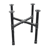Podstawa stolika kawowego, nogi krzyżakowe, żeliwo i stal Ø 34 mm, 56 × 56 cm, wysokość 52 cm
