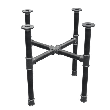 Podstawa stolika kawowego, nogi krzyżakowe, żeliwo i stal Ø 34 mm, 56 × 56 cm, wysokość 52 cm