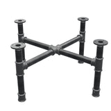Podstawa stolika kawowego, nogi krzyżakowe, żeliwo i stal Ø 34 mm, 66 × 66 cm, wysokość 32 cm