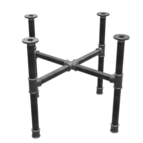 Podstawa stolika kawowego, nogi krzyżakowe, żeliwo i stal Ø 34 mm, 66 × 66 cm, wysokość 52 cm