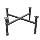 Podstawa stolika kawowego, nogi krzyżakowe, żeliwo i stal Ø 34 mm, 76 × 76 cm, wysokość 32 cm