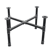 Podstawa stolika kawowego, nogi krzyżakowe, żeliwo i stal Ø 34 mm, 76 × 76 cm, wysokość 42 cm