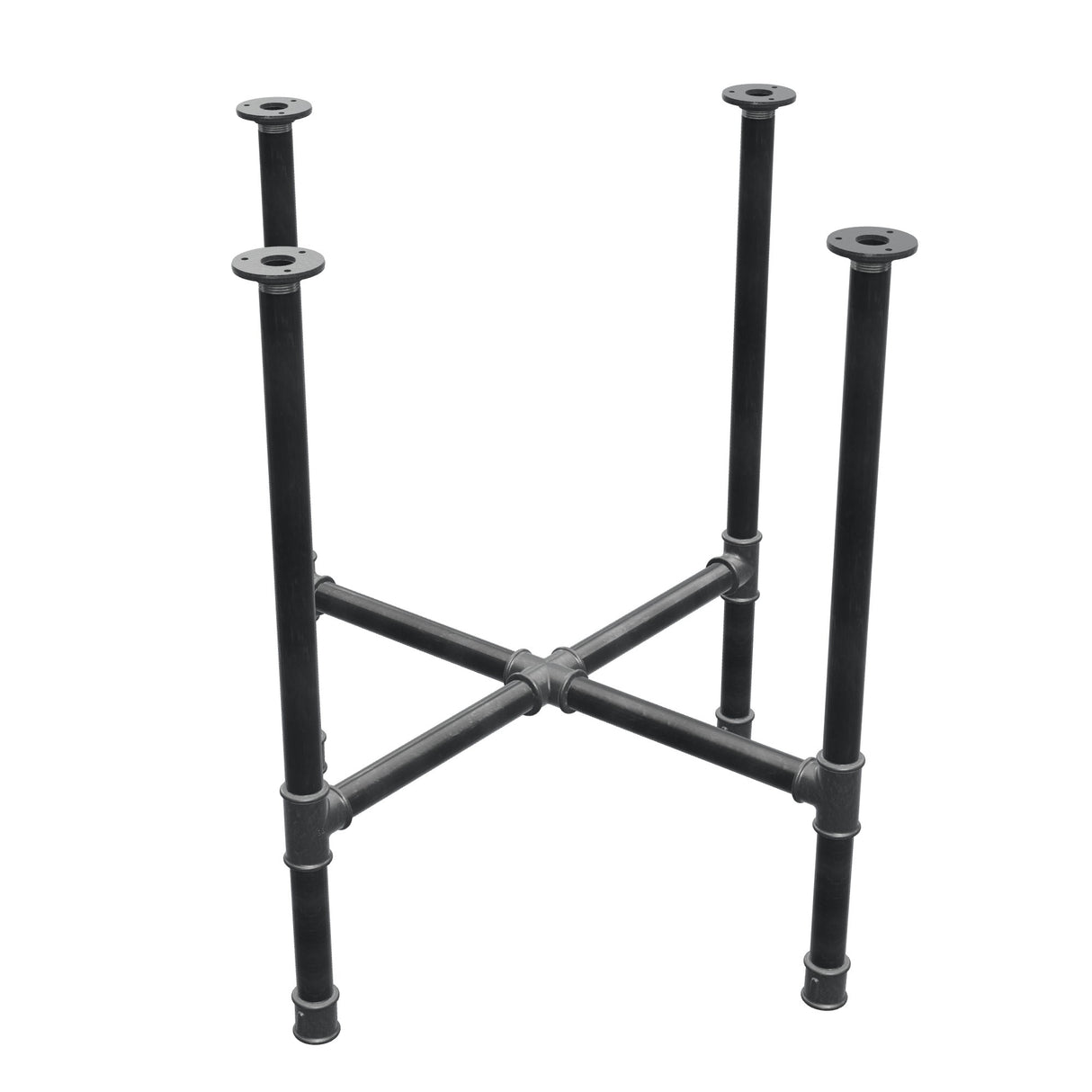 Podstawa stołu jadalnego, nogi krzyżakowe, żeliwo i stal Ø 34 mm, 76 × 76 cm, wysokość 75 cm