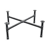 Podstawa stolika kawowego, nogi krzyżakowe, żeliwo i stal Ø 34 mm, 96 × 96 cm, wysokość 32 cm