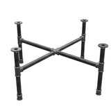 Podstawa stolika kawowego, nogi krzyżakowe, żeliwo i stal Ø 34 mm, 96 × 96 cm, wysokość 42 cm