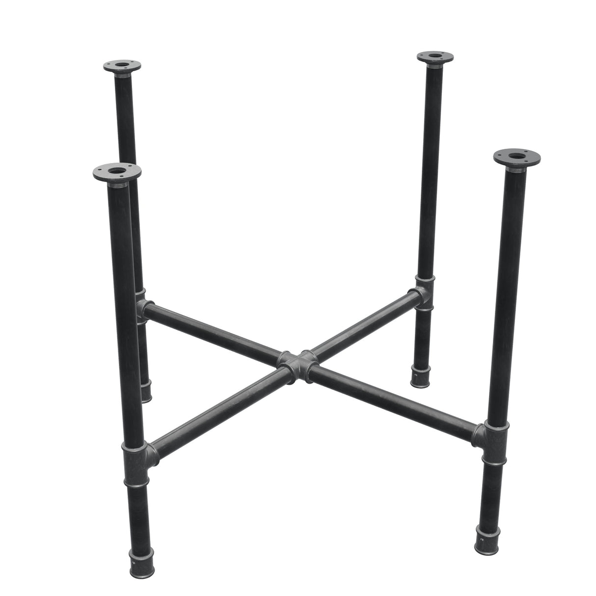 Podstawa stołu jadalnego, nogi krzyżakowe, żeliwo i stal Ø 34 mm, 96 × 96 cm, wysokość 75 cm