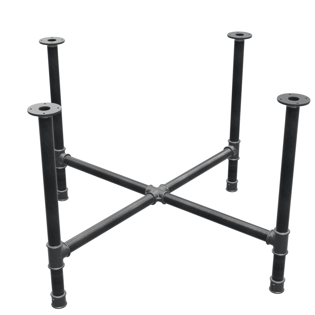 Podstawa stołu jadalnego, nogi krzyżakowe, żeliwo i stal Ø 42 mm, 121 × 121 cm, wysokość 74 cm