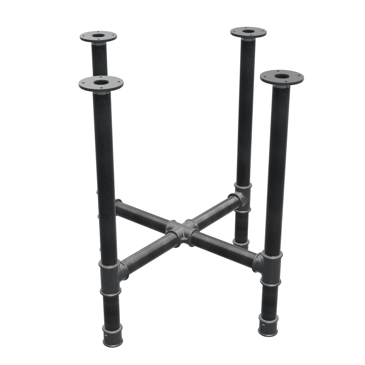 Podstawa stołu jadalnego, nogi krzyżakowe, żeliwo i stal Ø 42 mm, 71 × 71 cm, wysokość 74 cm