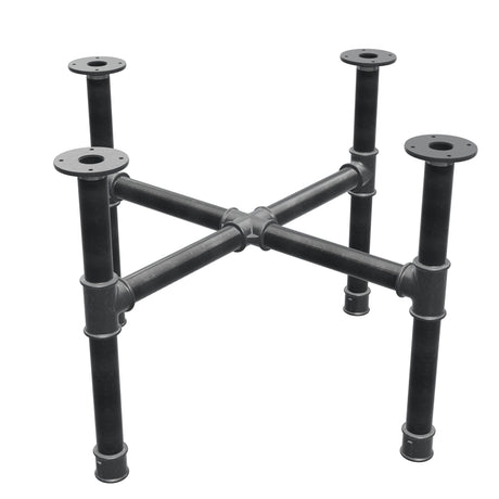 Podstawa stolika kawowego, nogi krzyżakowe, żeliwo i stal Ø 42 mm, 81 × 81 cm, wysokość 54 cm