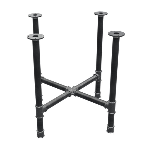 Podstawa stołu jadalnego, nogi krzyżakowe, żeliwo i stal Ø 42 mm, 81 × 81 cm, wysokość 74 cm