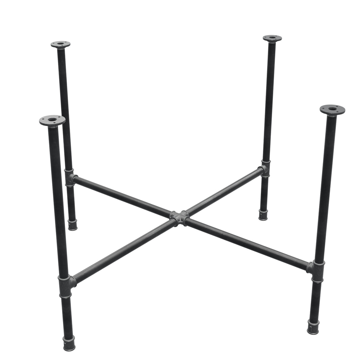 Podstawa stołu jadalnego, nogi krzyżakowe, żeliwo i stal Ø 27 mm, 115 × 115 cm, wysokość 74 cm