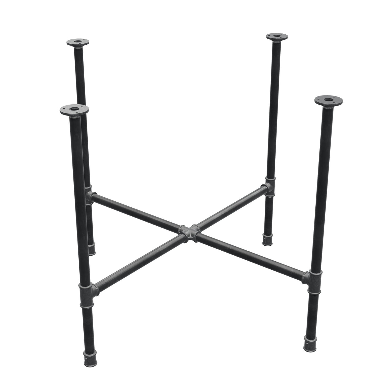 Podstawa stołu jadalnego, nogi krzyżakowe, żeliwo i stal Ø 27 mm, 95 × 95 cm, wysokość 74 cm