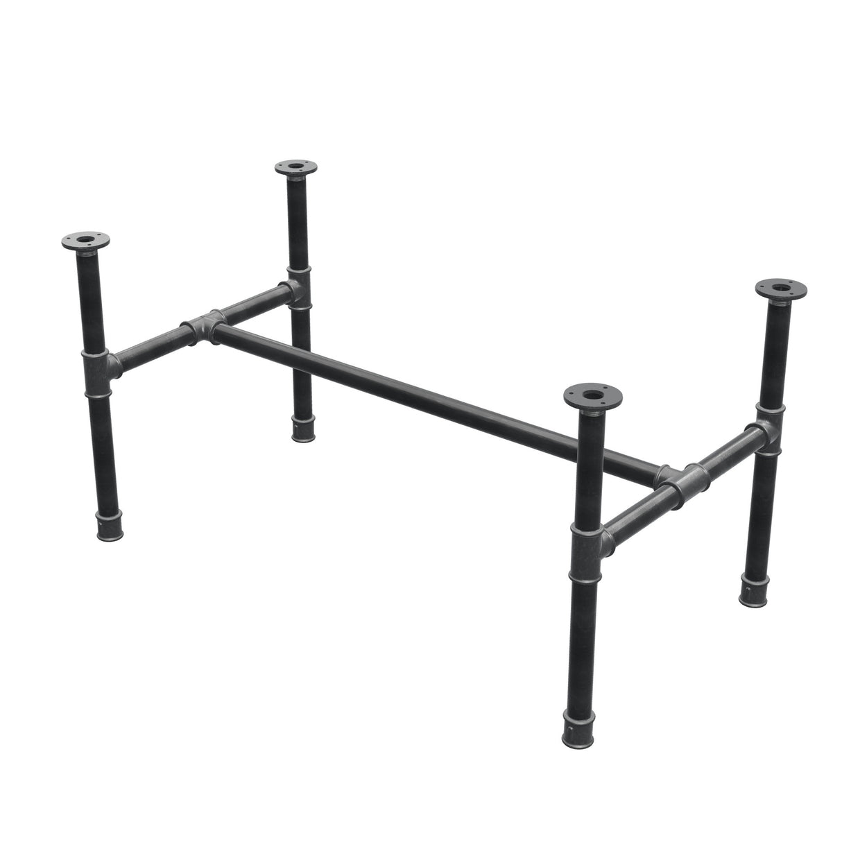 Podstawa stolika kawowego, rama w kształcie H, żeliwo i stal Ø 34 mm, 102 × 56 cm, wysokość 52 cm