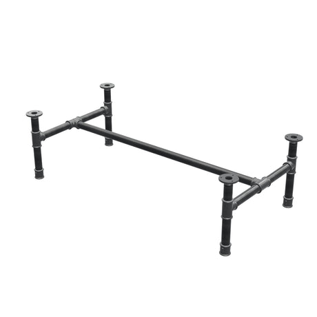 Podstawa stolika kawowego, rama w kształcie H, żeliwo i stal Ø 34 mm, 112 × 56 cm, wysokość 32 cm