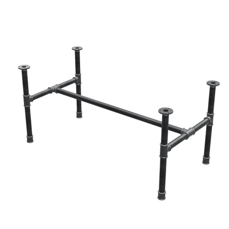 Podstawa stolika kawowego, rama w kształcie H, żeliwo i stal Ø 34 mm, 112 × 56 cm, wysokość 52 cm