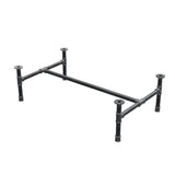 Podstawa stolika kawowego, rama w kształcie H, żeliwo i stal Ø 34 mm, 112 × 66 cm, wysokość 32 cm