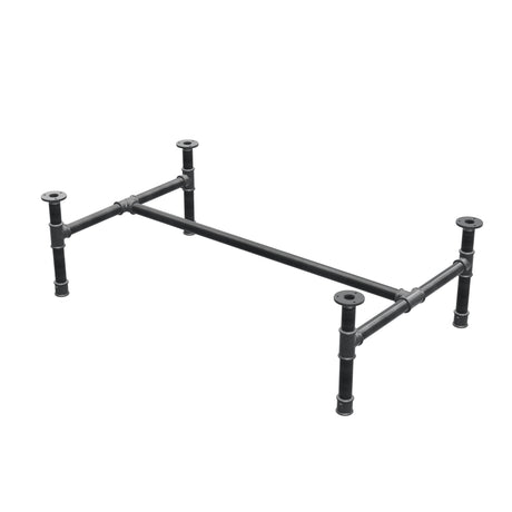 Podstawa stolika kawowego, rama w kształcie H, żeliwo i stal Ø 34 mm, 112 × 66 cm, wysokość 32 cm