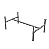Podstawa stolika kawowego, rama w kształcie H, żeliwo i stal Ø 34 mm, 112 × 66 cm, wysokość 42 cm