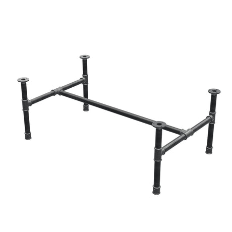 Podstawa stolika kawowego, rama w kształcie H, żeliwo i stal Ø 34 mm, 112 × 66 cm, wysokość 42 cm