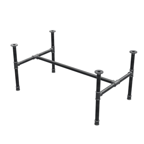 Podstawa stolika kawowego, rama w kształcie H, żeliwo i stal Ø 34 mm, 112 × 66 cm, wysokość 52 cm