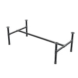 Podstawa stolika kawowego, rama w kształcie H, żeliwo i stal Ø 34 mm, 132 × 66 cm, wysokość 42 cm