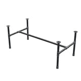 Podstawa stolika kawowego, rama w kształcie H, żeliwo i stal Ø 34 mm, 132 × 66 cm, wysokość 52 cm