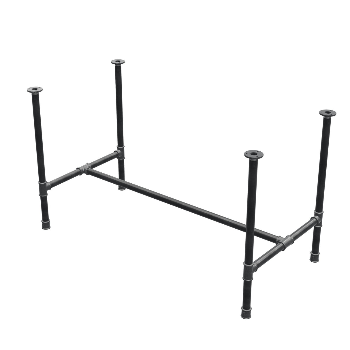 Podstawa stołu jadalnego, rama w kształcie H, żeliwo i stal Ø 34 mm, 132 × 66 cm, wysokość 75 cm