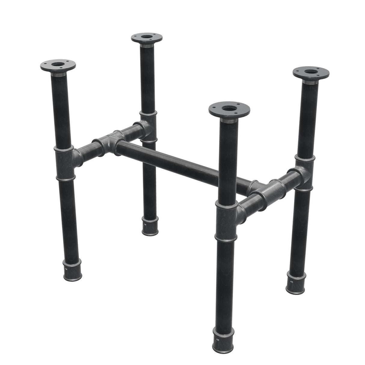Podstawa stolika kawowego, rama w kształcie H, żeliwo i stal Ø 34 mm, 52 × 36 cm, wysokość 52 cm