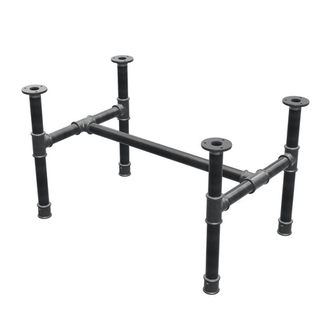 Podstawa stolika kawowego, rama w kształcie H, żeliwo i stal Ø 34 mm, 72 × 46 cm, wysokość 42 cm