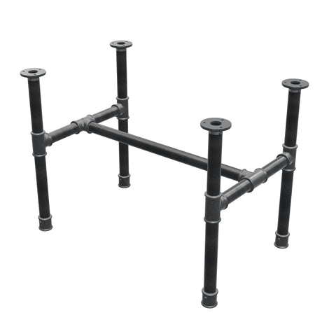Podstawa stolika kawowego, rama w kształcie H, żeliwo i stal Ø 34 mm, 72 × 46 cm, wysokość 52 cm