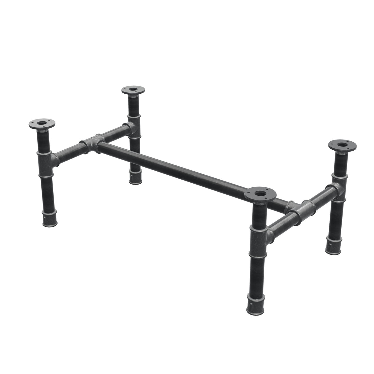 Podstawa stolika kawowego, rama w kształcie H, żeliwo i stal Ø 34 mm, 82 × 46 cm, wysokość 32 cm