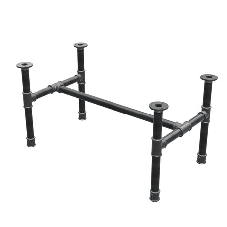 Podstawa stolika kawowego, rama w kształcie H, żeliwo i stal Ø 34 mm, 82 × 46 cm, wysokość 42 cm