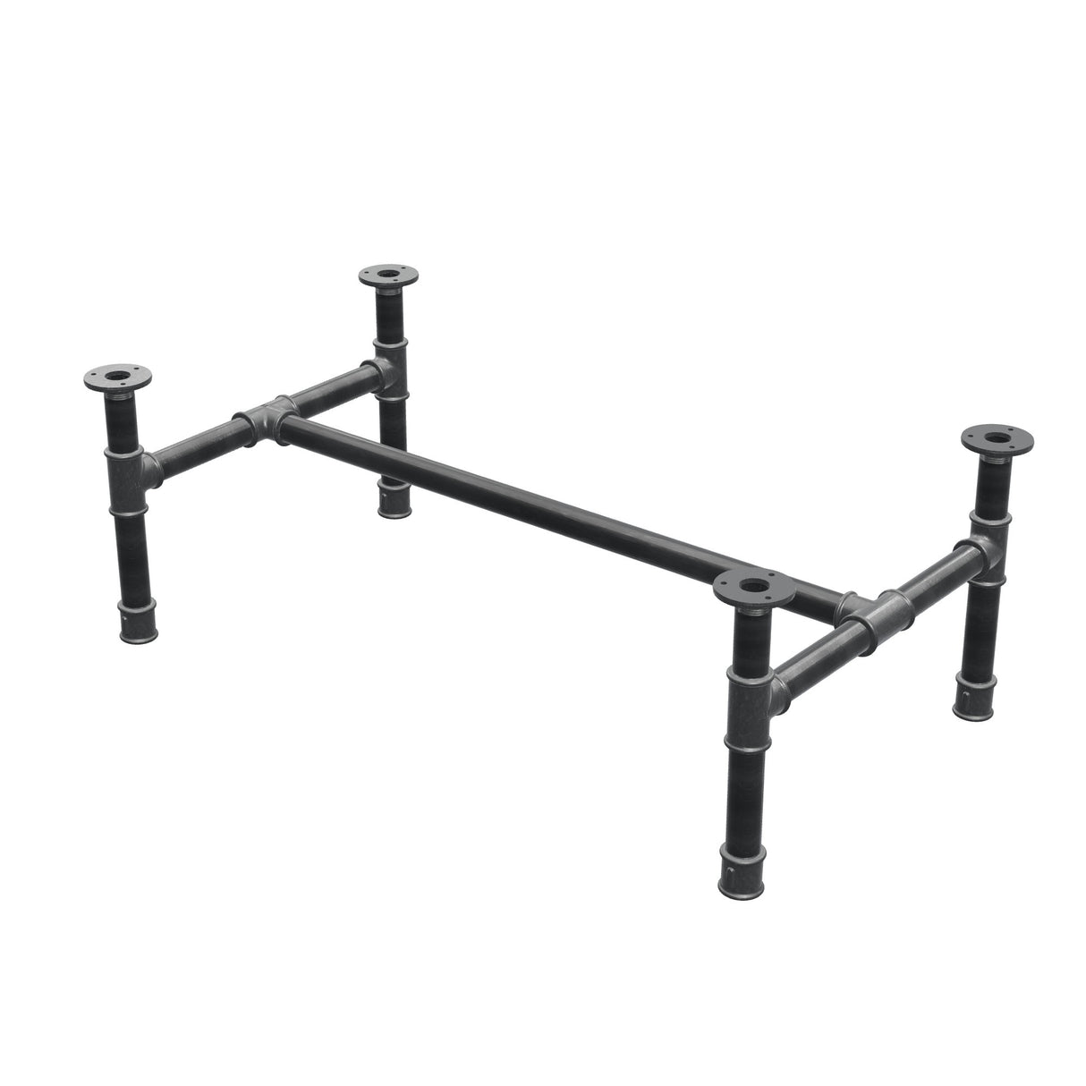 Podstawa stolika kawowego, rama w kształcie H, żeliwo i stal Ø 34 mm, 92 × 52 cm, wysokość 32 cm