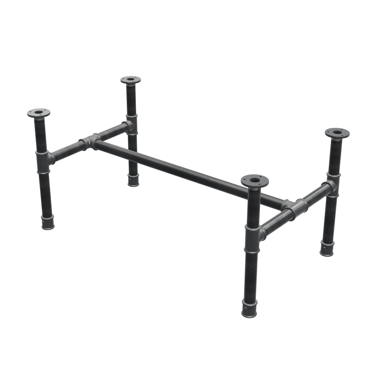 Podstawa stolika kawowego, rama w kształcie H, żeliwo i stal Ø 34 mm, 92 × 52 cm, wysokość 42 cm
