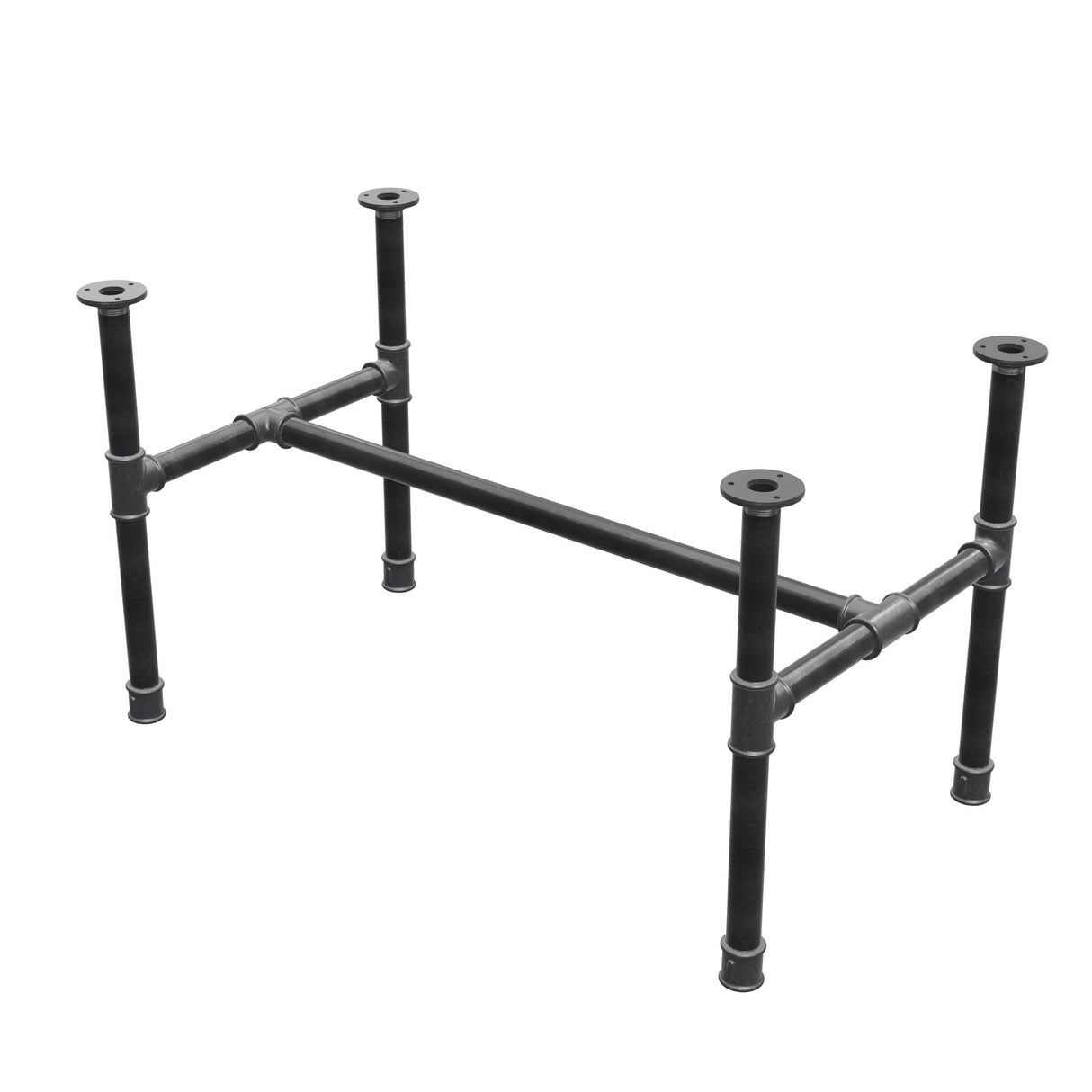 Podstawa stolika kawowego, rama w kształcie H, żeliwo i stal Ø 34 mm, 92 × 52 cm, wysokość 52 cm