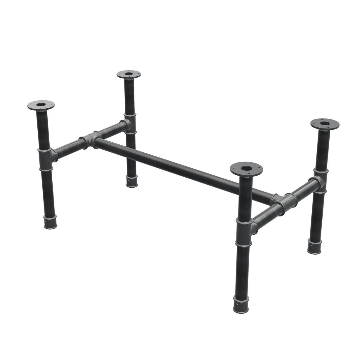 Podstawa stolika kawowego, rama w kształcie H, żeliwo i stal Ø 42 mm, 106 × 61 cm, wysokość 54 cm