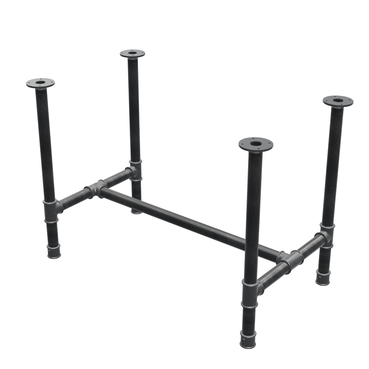 Podstawa stołu jadalnego, rama w kształcie H, żeliwo i stal Ø 42 mm, 106 × 61 cm, wysokość 74 cm