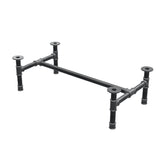 Podstawa stolika kawowego, rama w kształcie H, żeliwo i stal Ø 42 mm, 116 × 61 cm, wysokość 34 cm